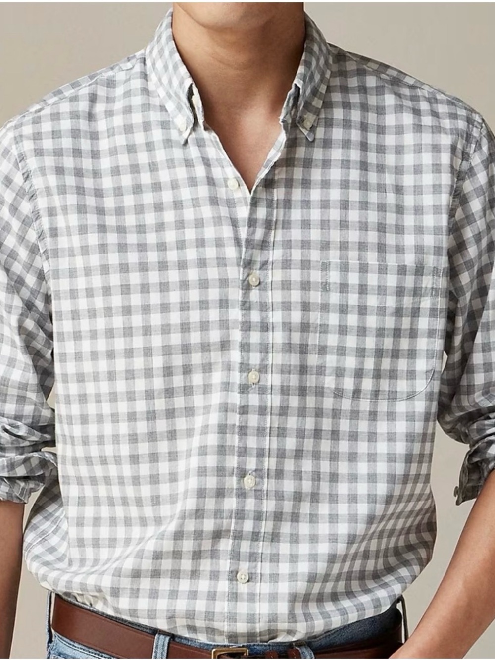 BUNDLE JCREW DRESS SHIRTS: Grey and White Gingham, NavyGingham, White